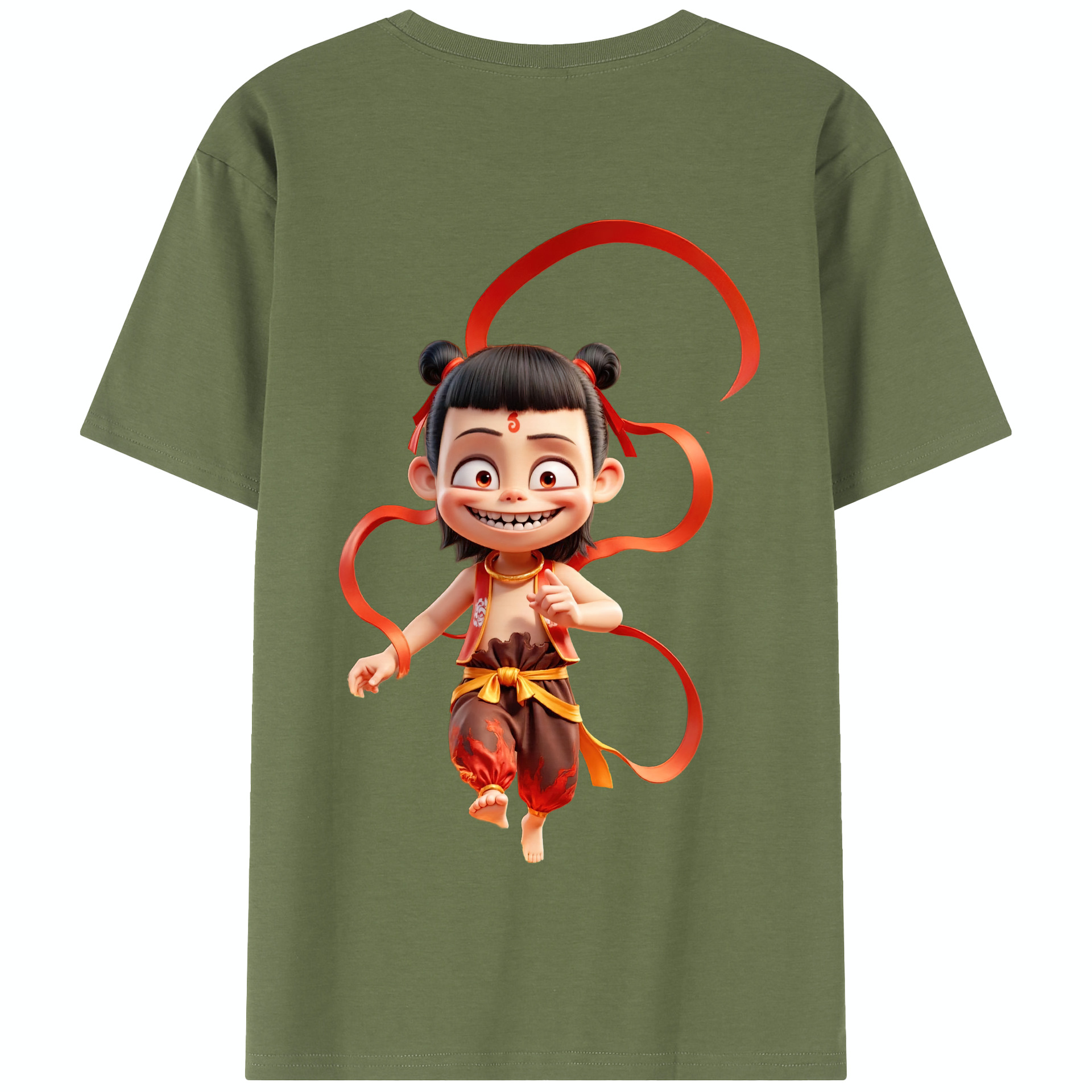 （画像用） Ne Zha 2 ナタ 魔童の大暴れ 綿100％半袖Tシャツ（背面プリント）